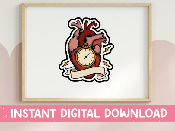 Anatomical Heart Pocket Watch Graphics