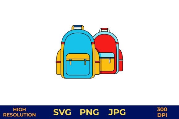 Backpacks in Solid Colors Vector Design