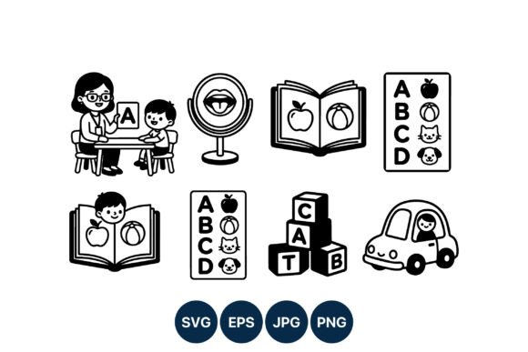 Black White Alphabet Learning Vector Graphics