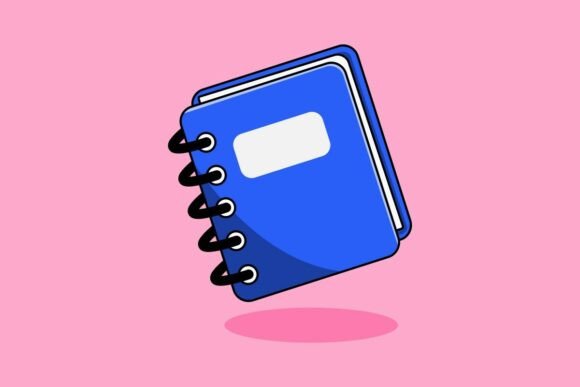 Blue Notebook with Spiral Binding Graphics