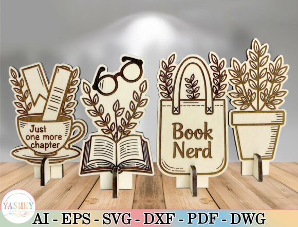 Book Lover Wooden Shelf Sitter SVG