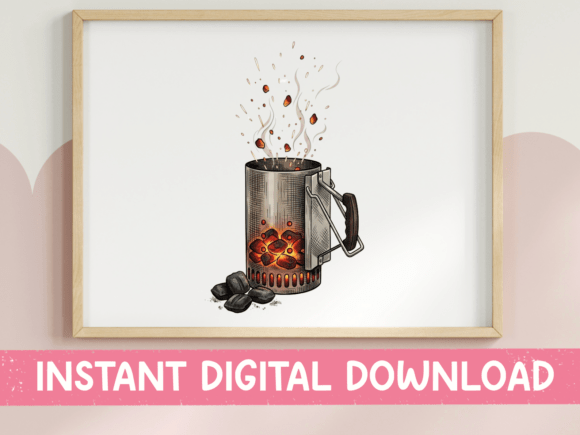 Charcoal Chimney Starter BBQ Art Graphics