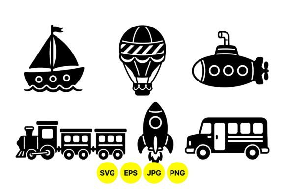 Cute Kids Transport Clipart Set: Graphics for Creative Projects