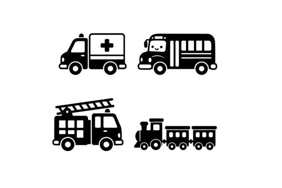 Cute Kids Vehicle Clipart Set: Graphics for Playful Branding