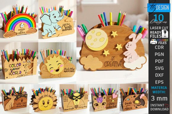 Desk Organizers Laser Cut Bundle CNC