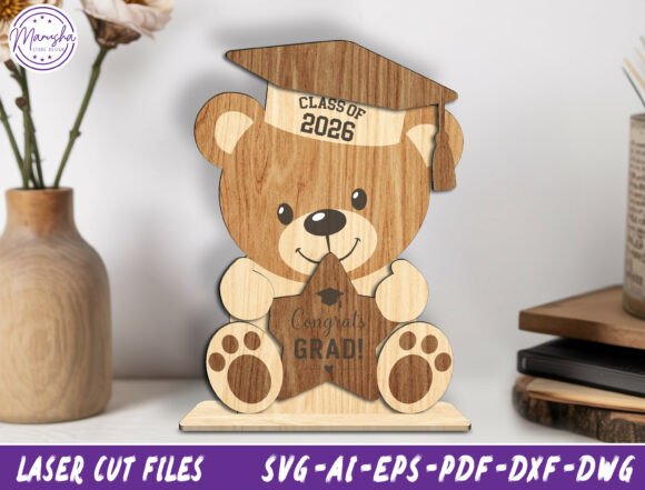 Graduation Bear Laser Cut File SVG