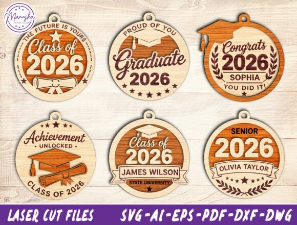 Graduation Ornament SVG Bundle for Laser Cutting
