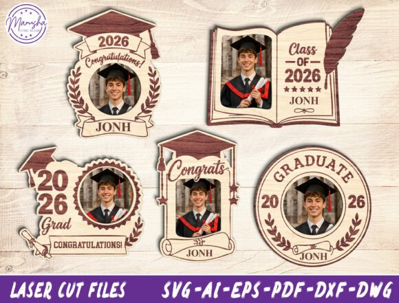 Graduation Photo Frame SVG Bundle for Laser Cutting Home Decor