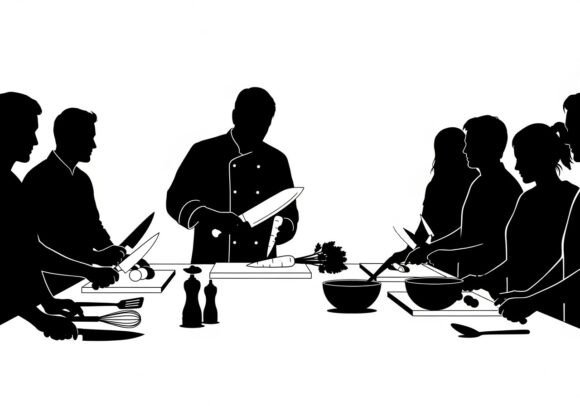 Silhouette Chef Teaching Cooking Kitchen Graphics
