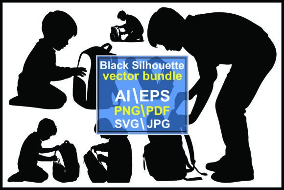 Silhouettes of People Handling Backpacks: Graphics and Illustrations for Crafters